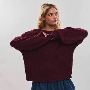 Women's Burgundy Open Back Sweater